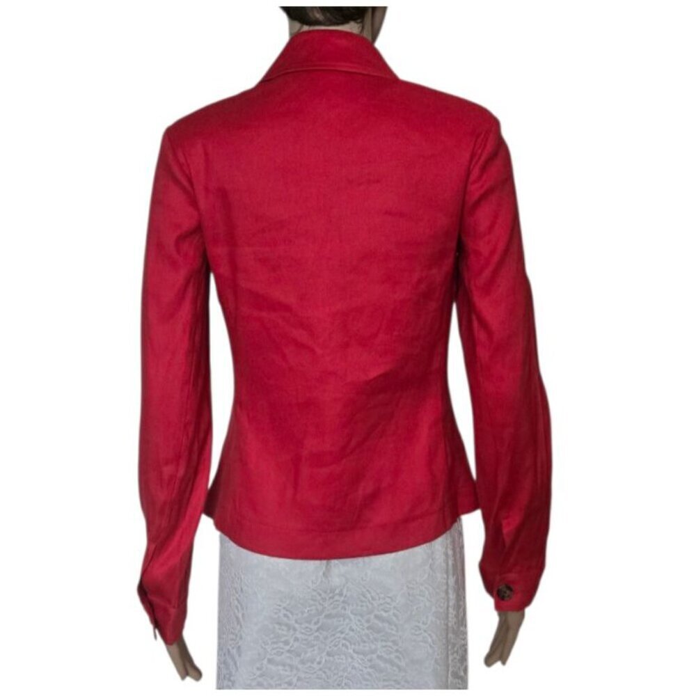 CAbi Perfect Red Valentine Linen Blend Button Jacket size XS - Picture 3 of 9